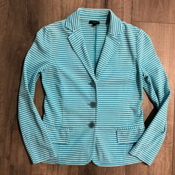 TALBOTS Cotton Blend Striped Blazer Jacket - Picture 5 of 11